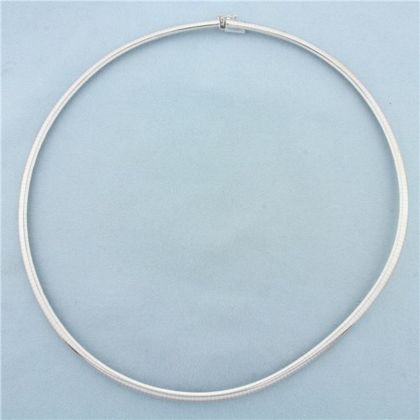 Italian 18 Inch Omega Necklace in 14k White Gold