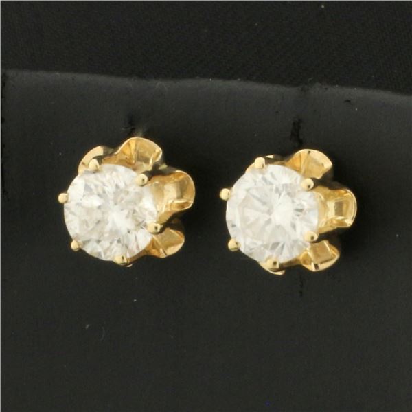 1.8CT Diamond Screw Back Stud Earrings in 14k Yellow Gold