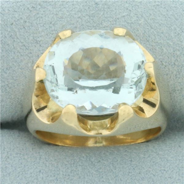 9ct Aquamarine Claw Set Statement Ring in 14k Yellow Gold