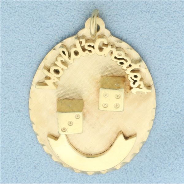 World's Greatest 3-D Dice Pendant or Charm in 14k Yellow Gold