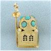 Image 4 : Turquoise Mosque Charm in 14k Yellow Gold