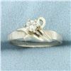 Image 1 : Designer Diamond Solitaire Ring in 14k White Gold
