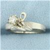 Image 2 : Designer Diamond Solitaire Ring in 14k White Gold