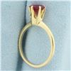 Image 3 : Pink Sapphire Solitaire Ring in 14k Yellow Gold