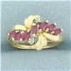 Image 1 : Ruby and Diamond Ring in 14k Yellow Gold