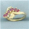 Image 2 : Ruby and Diamond Ring in 14k Yellow Gold