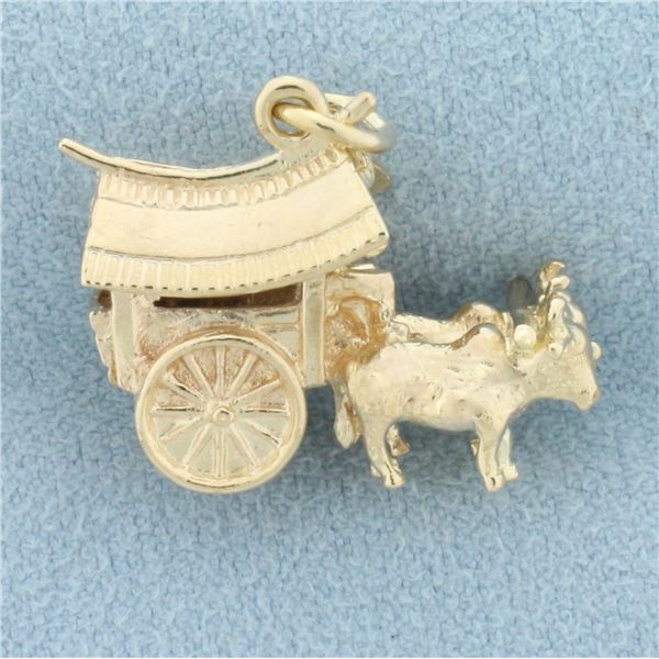 Japanese Ox Cart Charm in 9k Yellow Gold