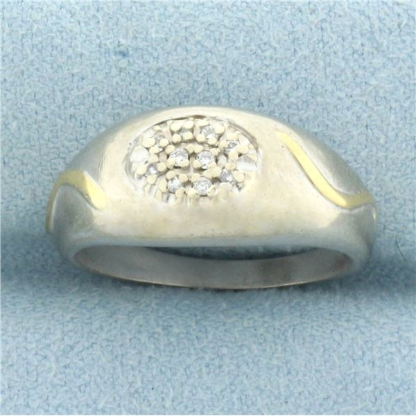 Diamond Pave Wave 2-Tone Ring in 14k White Gold with 14k Yellow Gold Accent