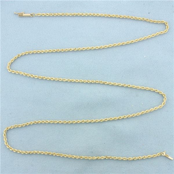 24 Inch Rope Link Chain Necklace in 14k Yellow Gold