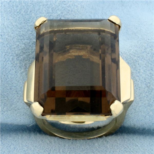 50ct Smoky Topaz Statement Ring in 14k Yellow Gold