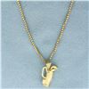 Image 1 : Italian Golf Clubs Necklace in 14K Yellow Gold