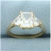 Image 1 : CZ 3-Stone Engagement Ring in 10k Yellow Gold