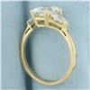 Image 3 : CZ 3-Stone Engagement Ring in 10k Yellow Gold