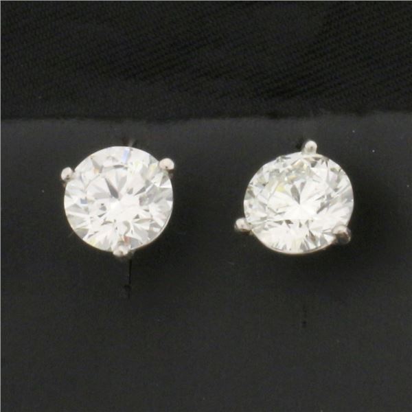 GIA Certified Over 2ct TW Diamond Stud Earrings in Platinum Martini Settings