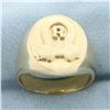 Image 1 : Mens R Initial Monogram Signet Ring in 14k Yellow Gold