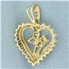 Image 2 : Diamond Heart Pendant in 10k Yellow Gold