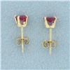 Image 2 : Ruby Stud Earrings in 14k Yellow Gold