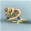 Image 2 : Multi-Gemstone Wave Ring in 14k Yellow Gold