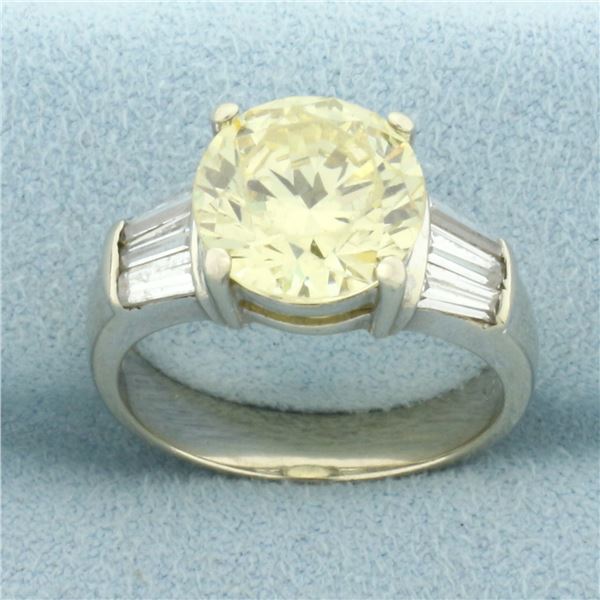 Fancy Yellow CZ Ring in 14k White Gold