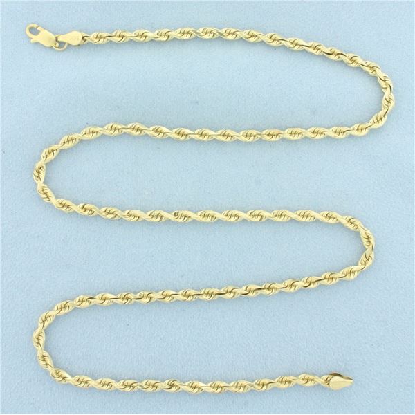 20 Inch Diamond Cut Rope Link Chain Necklace in 14k Yellow Gold