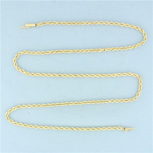 24 Inch Rope Link Chain Necklace in 14k Yellow Gold