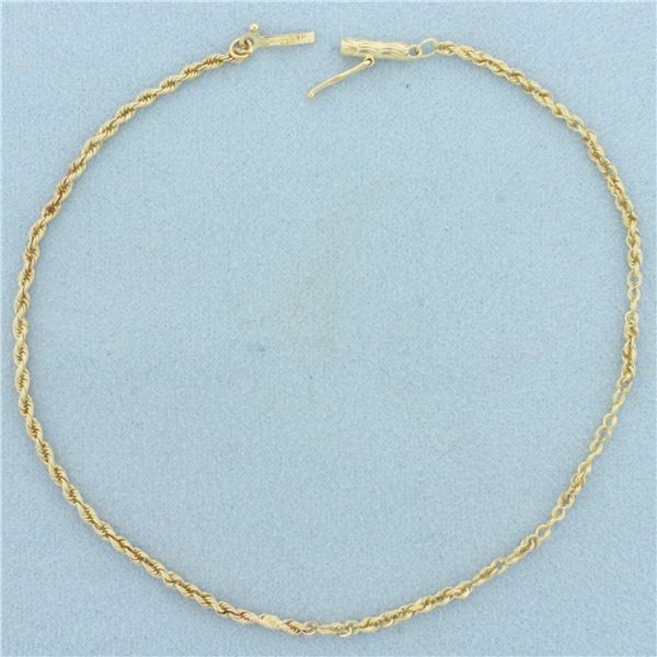 Rope Link Anklet in 14k Yellow Gold