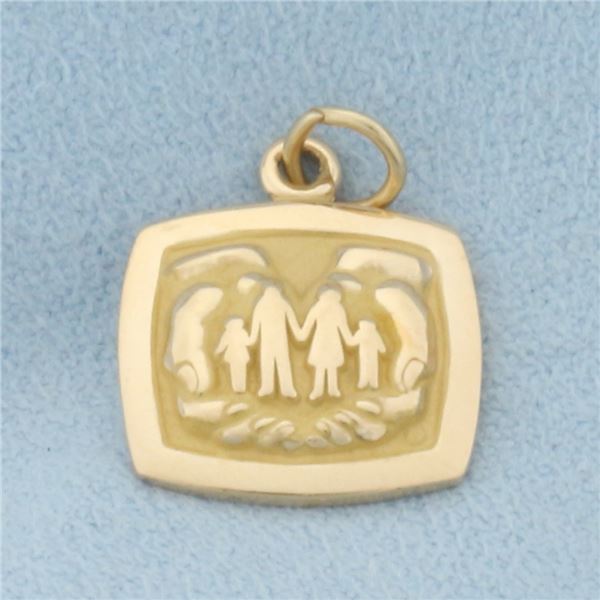 Family Charm or Pendant in 14k Yellow Gold