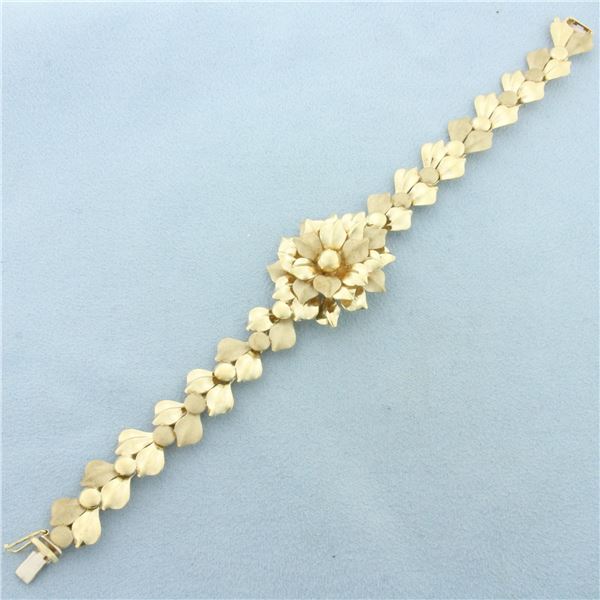 Italian Designer Flower Bracelet in 14k Yellow Gold