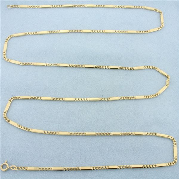 Italian 36 Inch Bar Link Chain Necklace in 14k Yellow Gold