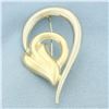 Image 1 : Italian Abstract Tear Shape Pin Brooch in 14k Yellow Gold