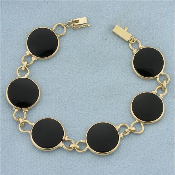 Onyx Disc Bracelet in 14k Yellow Gold