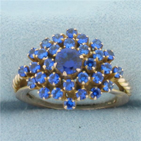 Blue Topaz Starburst Ring in 8k Yellow Gold