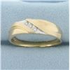 Image 1 : Mens Three Stone Diagonal Diamond Wedding Band Ring in 10k Yellow Gold