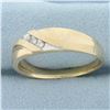 Image 2 : Mens Three Stone Diagonal Diamond Wedding Band Ring in 10k Yellow Gold