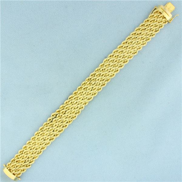 Wide Rope Bracelet in 14k Yellow Gold