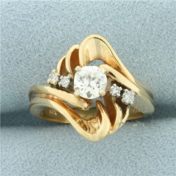 Antique Old Mine Cut Diamond Ring in 14k Yellow Gold