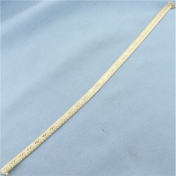 Italian Diamond Etched Omega Bracelet in 14k Yellow Gold