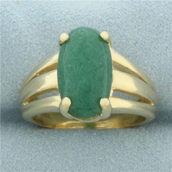 Jade Solitaire Statement Ring in 14k Yellow Gold