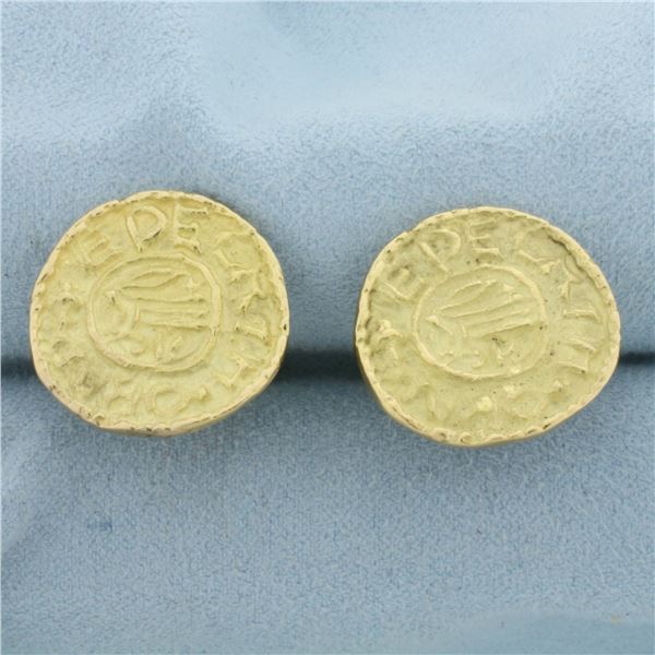 Ancient Greek Coin Cufflinks in 18k Yellow Gold