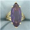 Image 1 : Large Lab Alexandrite Solitaire Statement Ring in 14k Yellow Gold