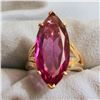 Image 2 : Large Lab Alexandrite Solitaire Statement Ring in 14k Yellow Gold