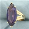 Image 3 : Large Lab Alexandrite Solitaire Statement Ring in 14k Yellow Gold