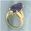 Image 5 : Large Lab Alexandrite Solitaire Statement Ring in 14k Yellow Gold