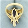 Image 6 : Large Lab Alexandrite Solitaire Statement Ring in 14k Yellow Gold