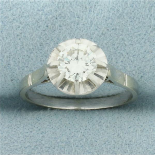 Diamond Solitaire Engagement Ring in 18k White Gold