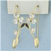 Image 1 : Sapphire Flower Drop Earrings in 18k Yellow Gold