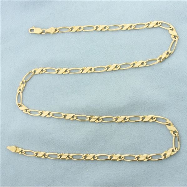 Italian 21 Inch Figaro Link Chain Necklace in 14k Yellow Gold