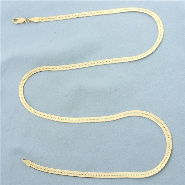 Italian 21 Inch Herringbone Link Chain Necklace in 14k Yellow Gold
