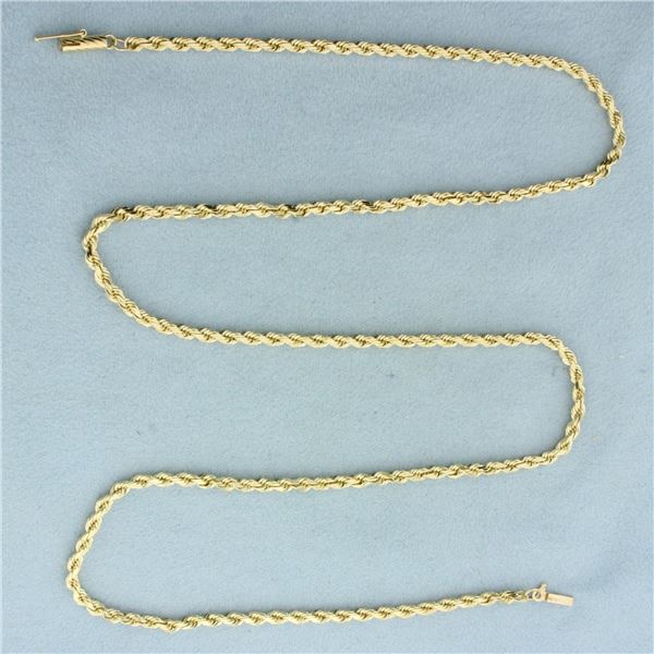 24 Inch Rope Link Chain Necklace in 14k Yellow Gold