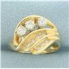Image 1 : Wave Design Diamond Ring in 14k Yellow Gold